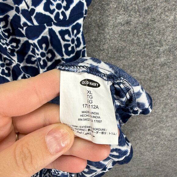 Old Navy Mini Dress Women XL Blue Floral Short Zipper V-Neck Sleeveless Casual - Picture 5 of 8